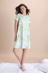 Zivame Citrus Summer Knit Poly Knee Length Nightdress With In Built Slip On Bra - Pale Blue — thumbnail 2